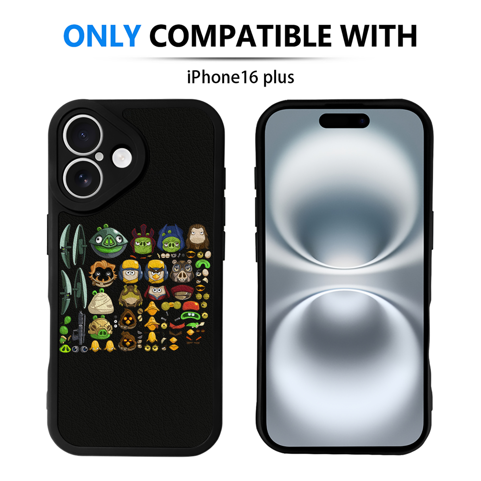 （画像用） Angry Birds アングリーバード 【iPhone 16シリーズ対応】シリコンスマホケース（レザー調） 材質：シリコン